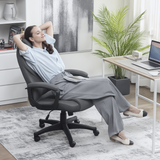 High Back Faux Leather Executive Office Chair with Tilt and Padded Armrests – Charcoal Grey