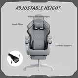 HOMCOM Printed Velvet Computer Recliner Chair with Adjustable Height, Lumbar Support & Footrest – 135° Reclining, Grey