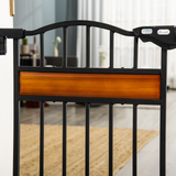 PawHut Auto-Close Dog Gate with Cat Door, 74–80cm Wide – Steel Pet Safety Gate for Stairs, Pine Decor