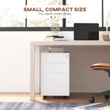 Vinsetto 3 Drawer Lockable Steel File Cabinet with Hanging Bar – Home Office Filing Storage, White