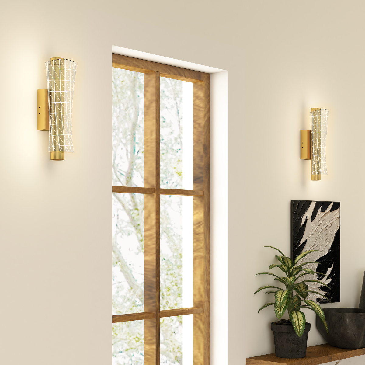HOMCOM LED Geometric Wall Lights – 2 Pack, Gold
