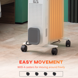 HOMCOM 2180W 9 Fin Oil Filled Radiator with 3 Heat Settings & Safety Cut-Off – Silent Portable Heater