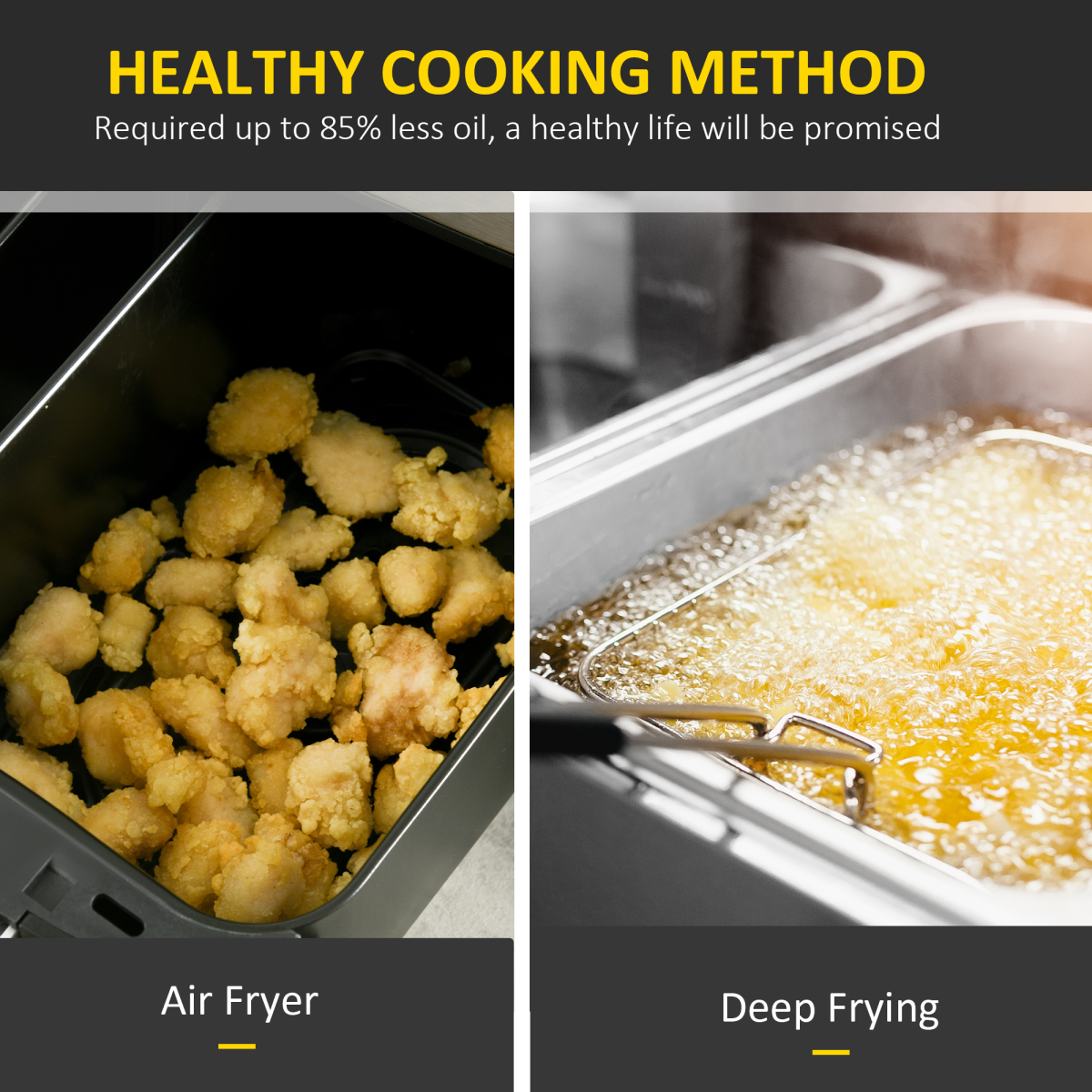 HOMCOM 8L Dual Basket 10-in-1 Air Fryer with Sync Cook and Sync Finish, 2400W – Oil-Free Cooking