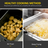 HOMCOM 8L Dual Basket 10-in-1 Air Fryer with Sync Cook and Sync Finish, 2400W – Oil-Free Cooking