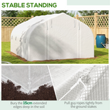 Outsunny 4 x 3m Polytunnel Greenhouse with Roll-Up Sidewalls, Mesh Door & Plant Labels, Galvanised Steel, White