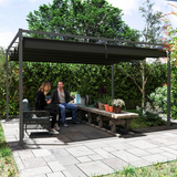 Outsunny 4 x 3m Metal Pergola Gazebo with Retractable Canopy – Patio Sun Shelter, Black