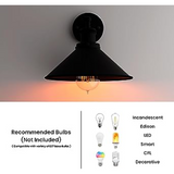 LEDSone Vintage Wall Sconce with Black Cone Metal Shade – E27 Retro Wall Light for Home, Restaurants & Cafés