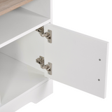 HOMCOM White TV Stand for TVs up to 42" with Storage Cabinets & Open Shelves – Modern Media Unit