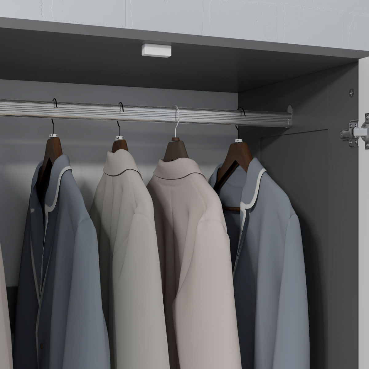 HOMCOM 2-Door Wardrobe with 3 Drawers & Hanging Rail – Bedroom Storage, White & Grey