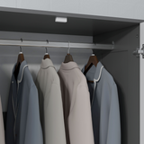 HOMCOM 2-Door Wardrobe with 3 Drawers & Hanging Rail – Bedroom Storage, White & Grey