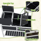 PawHut Two-Level Tortoise House with Adjustable Lamp Holder, Openable Lid and Storage Shelf, Grey
