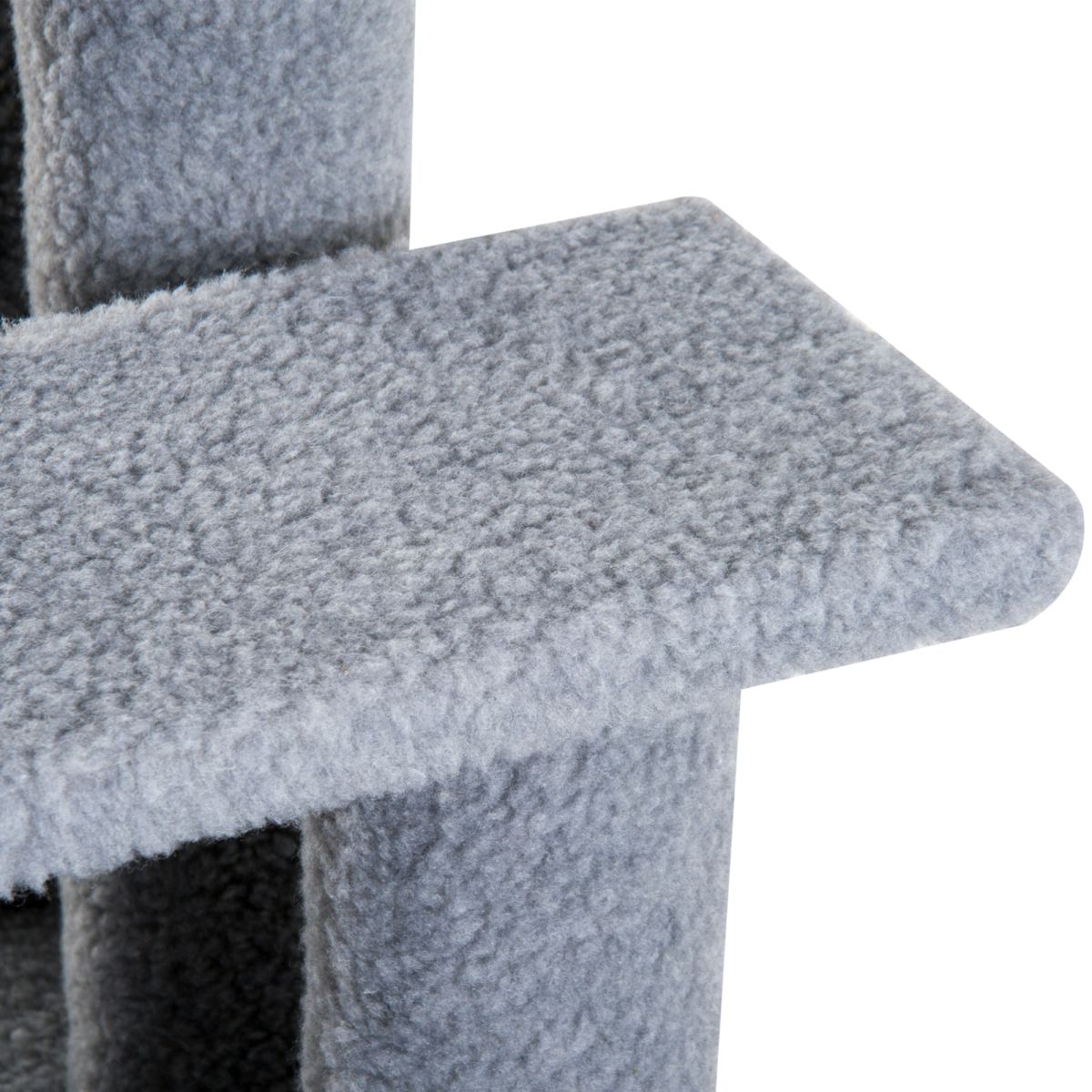 Pawhut 4-Step Pet Ramp Stairs with Faux Fur Cover – Safety Climbing Steps for Cats and Dogs, Grey