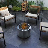 Outsunny Smokeless Wood Burning Fire Pit with Secondary Combustion & Poker, 48.5cm Stainless Steel – Garden Patio Heater, Silver