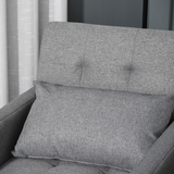 HOMCOM Convertible Tufted Single Chair Bed – Button-Tufted Padded Seating for Guest Rooms and Studios, Grey