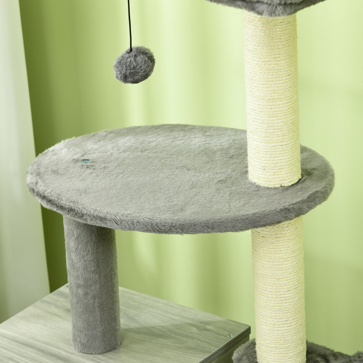 PawHut Cat Litter Box Enclosure with Cat House, Bed, Scratching Posts and Platform – 2-in-1 Cat Tree, Grey