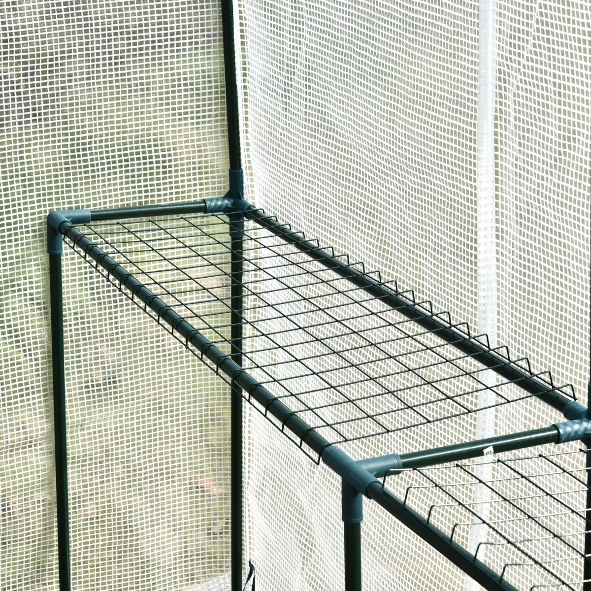 Outsunny Walk-In Garden Greenhouse with 4 Wire Shelves, Roll-Up Door & PE Cover – 186 x 120 x 190cm, White