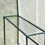 Outsunny Walk-In Garden Greenhouse with 4 Wire Shelves, Roll-Up Door & PE Cover – 186 x 120 x 190cm, White