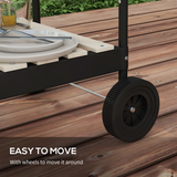 Outsunny Charcoal BBQ Grill Trolley with 5-Level Adjustable Height, Warming Rack, Ash Catcher & Wheels, Red/Black