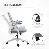 Vinsetto Mesh Home Office Chair with Lumbar Support, Flip-up Arms and Tilt – Adjustable Height Swivel Desk Chair