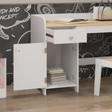 ZONEKIZ Kids Desk and Chair Set for 3–6 Year Olds with Storage Drawer and Compartment – White