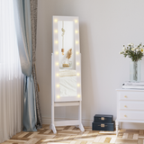 HOMCOM LED Mirrored Jewellery Cabinet with Full-Length Mirror, 36 x 30 x 136 cm – Storage, White