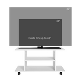 HOMCOM Mobile TV Stand Bookshelf with 3 Tiers and Lockable Castor Wheels – Modern Storage Cabinet, White