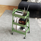 HOMCOM 3-Tier Rolling Utility Cart with Mesh Trays – Kitchen Storage Trolley, Green