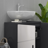 kleankin Pedestal Sink Bathroom Vanity Unit with Shelf and Soft-Close Doors – U-Shape Slot Cabinet, Light Grey