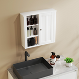 HOMCOM Modern Wall-Mounted Bathroom Cabinet with Adjustable Shelves and Open Side Storage – Space-Saving, White