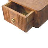 Artisan Furniture Aurelia Wall Mounted Bedside Table, 1 Drawer & Brass Ring Pull – Tiger Oak Finish, Brown