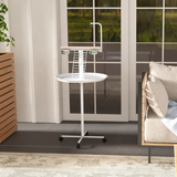 PawHut Bird Table with Four Wheels, Perches and Stainless Steel Bowls – Small Parrot Stand, White