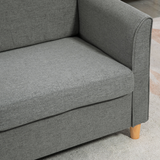 HOMCOM Linen 2 Seater Loveseat Sofa with Padded Armrests – Compact Sofa for Flats & Small Rooms, Grey