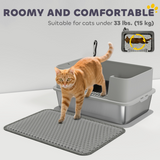 PawHut Stainless Steel Cat Litter Box with Scoop, High Sides & Snap-Lock Lid – Litter Tray for Cats up to 15kg, Grey