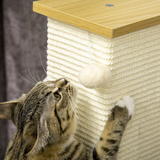 PawHut 80cm Cat Scratching Post with Sisal Rope & Toy Ball – Indoor Cat Scratcher, White
