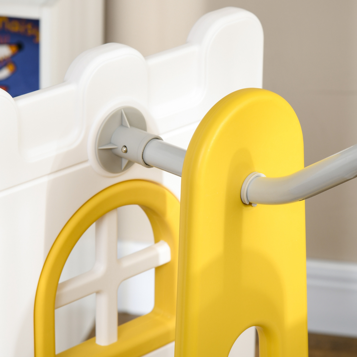 AIYAPLAY 6 in 1 Toddler Climber and Slide Set with Swing, Basketball Hoop & Telescope – Ages 1-3, Yellow