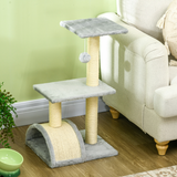 PawHut 72cm Multi-Level Cat Tree Climbing Tower with Sisal Scratching Post and Perches – Light Grey