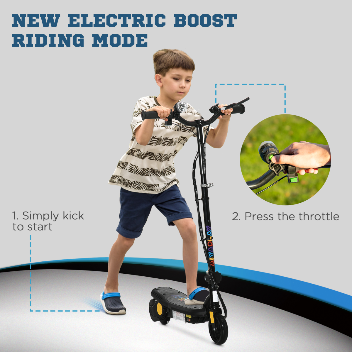 Kids Folding Electric Scooter with LED Headlight, Bell & Hand Brake – Adjustable E-Scooter for Ages 7–14, Black