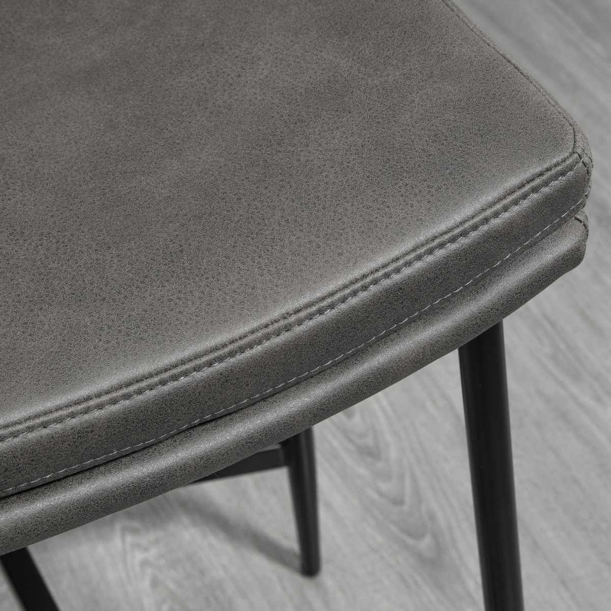 HOMCOM Upholstered Breakfast Bar Stools with Curved Seats & Footrest – Set of 2 Kitchen Stools, Grey