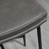 HOMCOM Upholstered Breakfast Bar Stools with Curved Seats & Footrest – Set of 2 Kitchen Stools, Grey