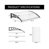 Door and Window Rain Cover Eaves Canopy, 120 x 80cm – Polycarbonate Shelter, Aluminium Bracket, White