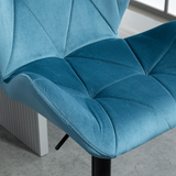 HOMCOM Set of 2 Velvet-Touch Bar Stools with Wing-Shape Seats & Metal Footrest – Kitchen Island Seating, Blue