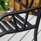 Outsunny 2-Seater Metal Garden Bench with Slatted Seat – Outdoor Loveseat for Patio and Park