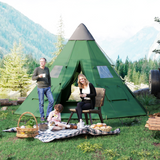 6-Person Tipi Camping Tent with Mesh Windows, Zipped Door & Carry Bag – Large Family Teepee Tent, Green & Black