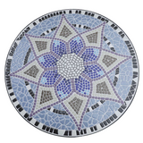 Outsunny Mosaic Round Patio Side Table with Ceramic Top, 60cm – Metal Frame Garden Table, Black/Blue/White