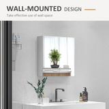 kleankin Wall Mounted Mirrored Bathroom Cabinet with Soft Close Doors – Space-Saving Storage, White