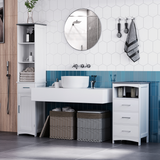 kleankin Tall Slim Bathroom Storage Cabinet with Drawer and Cupboard – Freestanding Linen Tower, White