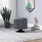 HOMCOM 360° Swivel PU Leather Footstool Ottoman with Steel Base – Footrest or Extra Seat, Grey