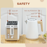 HOMCOM Quick Boil Kettle & Toaster Breakfast Set – Matching Coordinated Design with Adjustable Browning