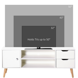HOMCOM Scandinavian TV Stand Media Console with Open Storage Shelves – Minimalist Entertainment Unit
