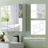 HOMCOM Wall-Mounted Bathroom Mirror Cabinet with 3 Mirrored Doors & 4 Adjustable Shelves – Storage, White